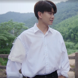 乌鸦小姐与蜥蜴先生任嘉伦顾川同款白衬衫简约休闲设计感上衣男女