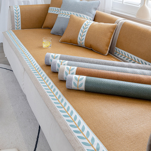 莫耐河地中海蓝色沙发垫夏季凉感清凉坐垫客厅加厚沙发巾套罩盖