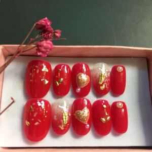 假指甲贴片中国风大红手工光疗美甲可穿戴可拆卸甲片新娘结婚美甲