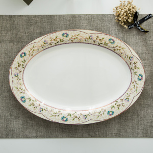 大号鱼盘景德镇陶瓷器12英寸骨瓷蒸鱼盘子椭圆形鱼盘创意家用新款