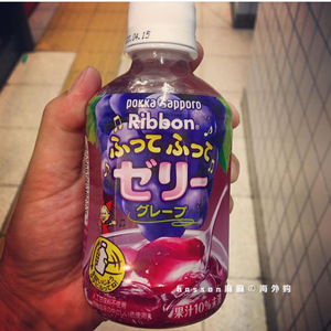 日本进口 百佳ribbon葡萄味果冻摇摇乐饮料果汁喝前摇一摇