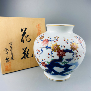 日本回流瓷器有田烧名门中的名门深川瓷花瓶日式水培花器摆件08号