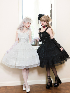 原创洛丽塔日常哥特暗黑系洋装婚纱黑色白色jsk双子Lolita连衣裙