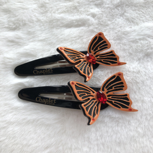 正品法国佩妮chaplet 立体甜美蝴蝶镶水钻边夹bb夹对夹发夹发饰