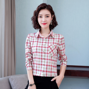 女士春装新款格子寸衫