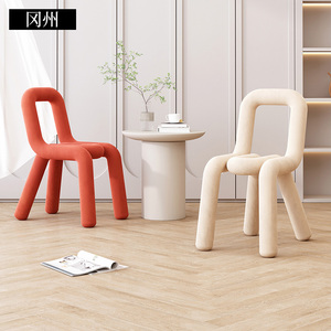 北欧ins设计师靠背休闲异形椅网红轻奢餐椅创意化妆凳长凳换鞋凳