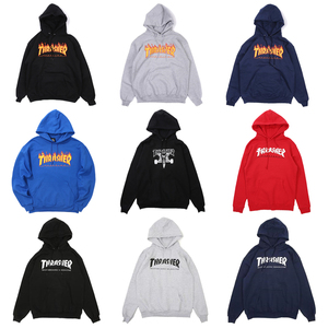 弹跳潮人thrasher火焰卫衣美版街头宽松加绒情侣王一博连帽衫男潮