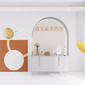 直播间背景墙造型壁布3d立体高级感轻奢化妆品美容院logo墙纸网红