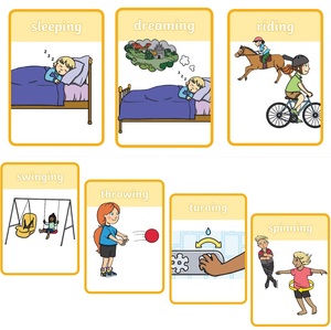 幼儿园培训机构用英语教具动词现在进行时卡片verb action poster