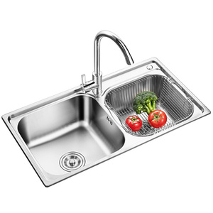 卡贝cobbe水槽双槽洗菜盆304不锈钢加厚厨房洗菜池72*39 98093