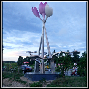 大型抽象荷花不锈钢创意雕塑广场艺术落地摆件植物树莲花造型定制