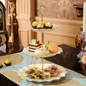 欧式三层甜点盘点心盘英式下午茶糕点盘蛋糕架结婚陶瓷干果零食盘