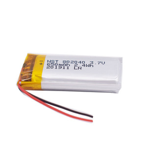 802040聚合物锂电池 650mAh毫安充电电池 3.7v软包锂离子电池