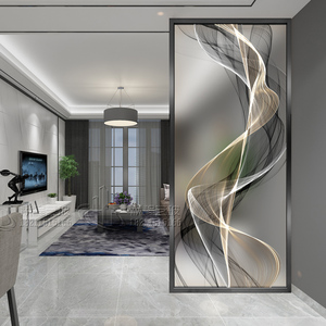 现代简约艺术玻璃屏风隔断客厅卧室入户家装透光磨砂玄关双面定制