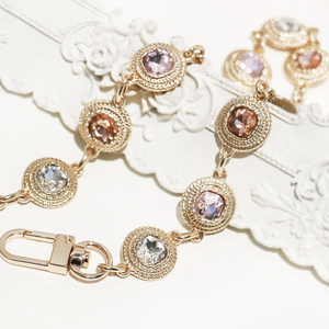 DIY 单面钻链配件链条 彩色玻璃镶钻宝石金属链条包带装饰链 包链