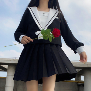 火枪手 不良jk制服裙纯黑格裙正统基础款秋季日系学院少女水手服