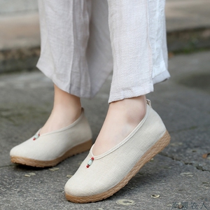 新淡雅老北京布鞋女居士鞋复古民族风茶艺师禅意女绣花鞋汉服鞋子