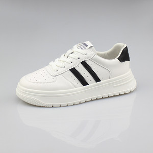 轩美诗2022秋季新款真皮圆头厚底休闲运动百搭小白鞋单鞋女鞋4339