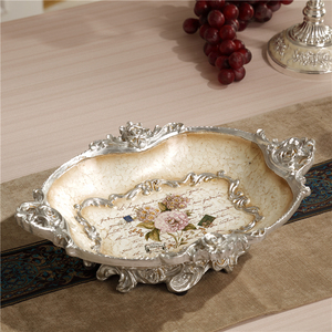 欧式创意水果盘摆件复古客厅茶几水果篮大号树脂干果糖果盘装饰品