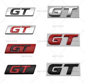 汽车gt车贴标 适用于起亚标致现代本田车身后尾改装金属车标
