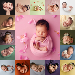 哈七新生儿摄影道具牛奶绒裹布满月婴儿拍摄宝宝儿童主题影楼拍照