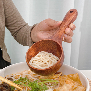 吃螺蛳粉勺日式木质长柄干饭勺子家用网红吃播大号嗦粉拉面喝汤勺