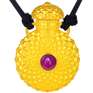 999足金宝石香水瓶子吊坠黄金女项链纯金挂坠本命年送礼生日礼物