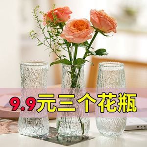 玻璃花瓶ins风北欧小号透明水养富贵竹客厅家用干花鲜花插花摆件