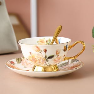 温馨美好铭记优雅小奢华骨瓷精致欧式咖啡杯碟英式下午茶杯花茶杯