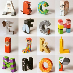 英文26个字母象形立体教学3d纸模型diy手工益智玩具手办摆件装饰
