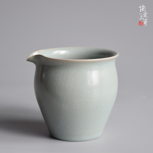 汝窑公道杯大号单个汝州市冰裂开片可养王振峰仿古釉汝瓷分茶器