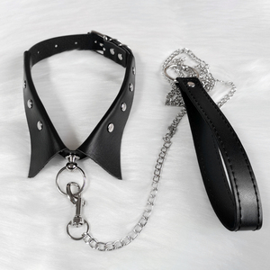 朋克皮质假领子项圈暗黑choker女仆m脖环情趣牵引绳颈带拍照道具