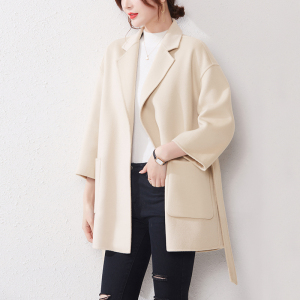 羊毛外套女九分袖短款