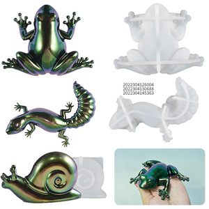 diy水晶滴胶复活节青蛙蜥蜴蜗牛小动物摆件饰品硅胶模具