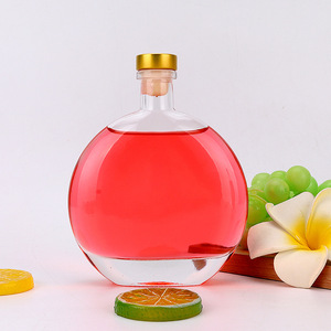 玻璃伏特加酒瓶家用有时空瓶创意果酒瓶圆形瓶子装饰饮料瓶子