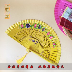 中国风跳舞扇子女式夏季扇出口西班牙全木扇双面镂空烤漆折扇包邮