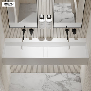 人造石隐形下水一体台下大盆洗手洗脸盆洗衣机盆洗衣池浴室柜定制