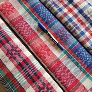精品彩色大格子崇明土布老粗布纯棉手工织布手作diy床单被单布料