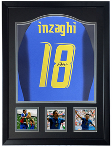 因扎吉 超级皮波 亲笔签名 2006年世界杯意大利球衣裱框 含sa证书