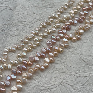 强光炫彩现货5-7mm二八孔巴洛克异形两面光珍珠 DIY花瓣项链饰品