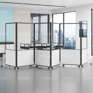 办公室移动屏风可折叠亚克力透明隔板工厂车间推拉墙公司隔断挡板