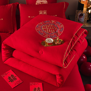 0026人付款天猫结婚大红色喜被四季通用大豆纤维被芯婚房陪嫁被褥子