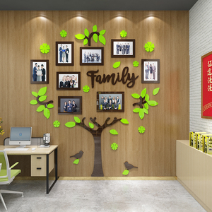 办公室照片墙面装饰员工风采贴纸公司团队荣誉展示墙企业文化背景