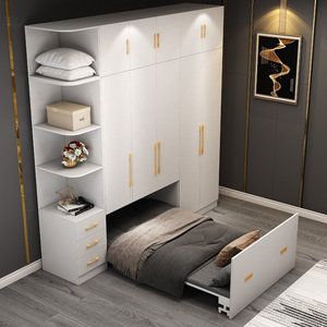 隐形床 1.2米多功能衣柜一体入柜式单人折叠临时墙上壁床五金配件