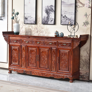 中式实木神台条案新款家用招财爷柜佛龛复古雕花农村中堂八仙桌椅