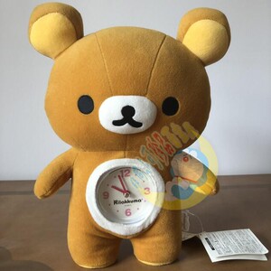 日本正版 轻松熊 rilakkuma san-x 站立式钟表 熊哥 大号毛绒公仔