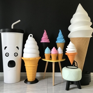 蒂姆超大冰激凌模型/奶茶饮品模具/七彩变色仿真冰淇淋甜筒灯箱