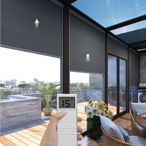 阳台电动防风卷帘防雨晒防蚊户外凉亭阳光房智能遮阳遮光窗帘隔断