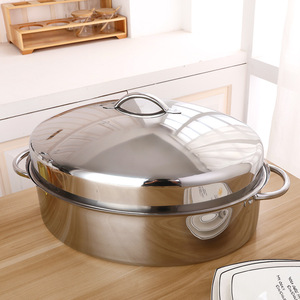 升陶旗舰店天猫46cm加厚不锈钢家用蒸鱼锅大号椭圆蒸锅蒸鸭蒸鹅蒸鱼