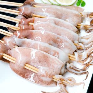 40克鱿鱼串小鱿鱼烧烤串铁板鱿鱼串烧烤食材半成品100串广东包邮